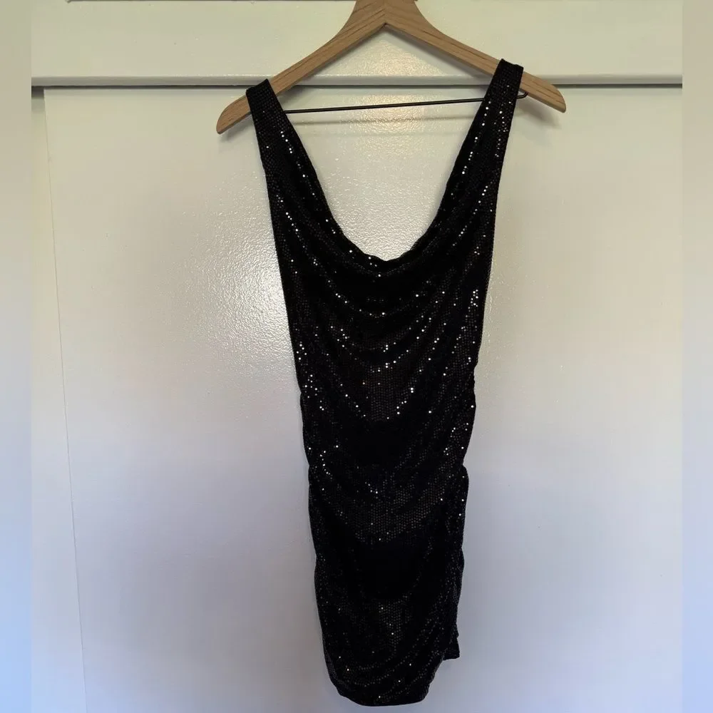 NWT Urban Outfitters Dua Cowl Neck Sequin Mini Dress XS